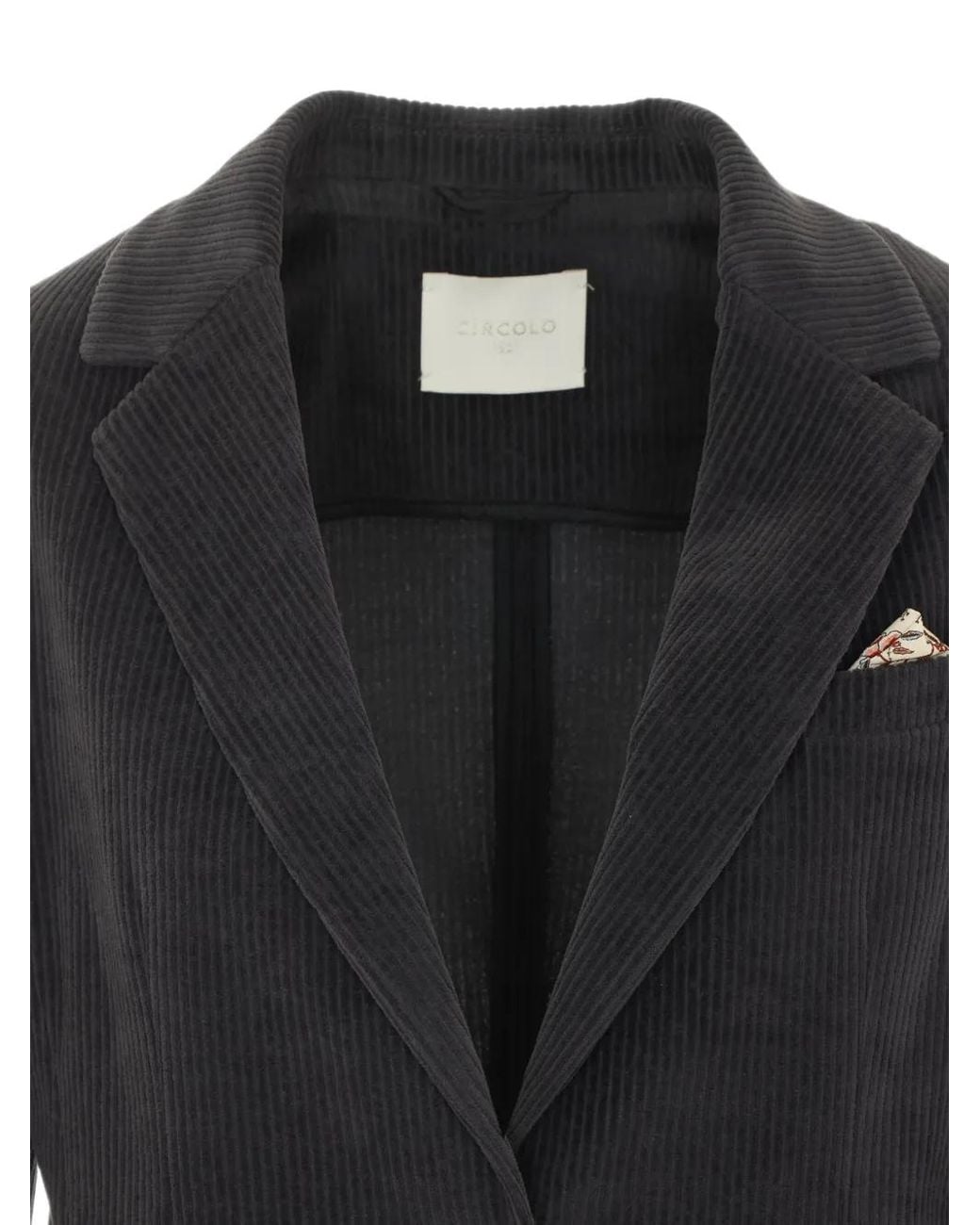 Circolo 1901 Black Corduroy-Effect Notched-Lapels Blazer