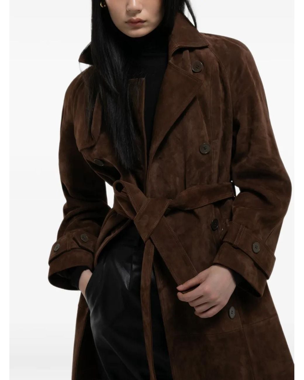 DUCIE Brown Corrin Suede Trench Coat