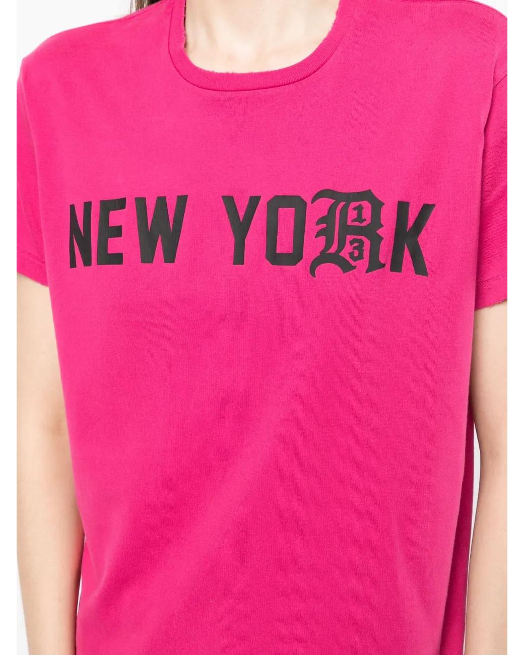 R13 Pink Text-Print Cotton T-Shirt