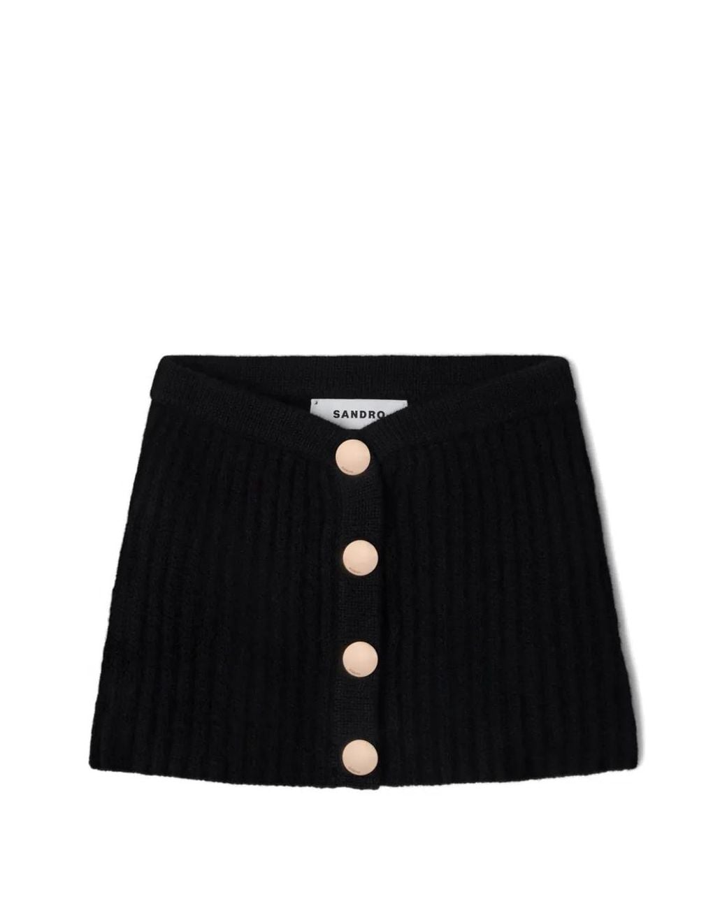 Sandro Black Ribbed Button-Front Scarf