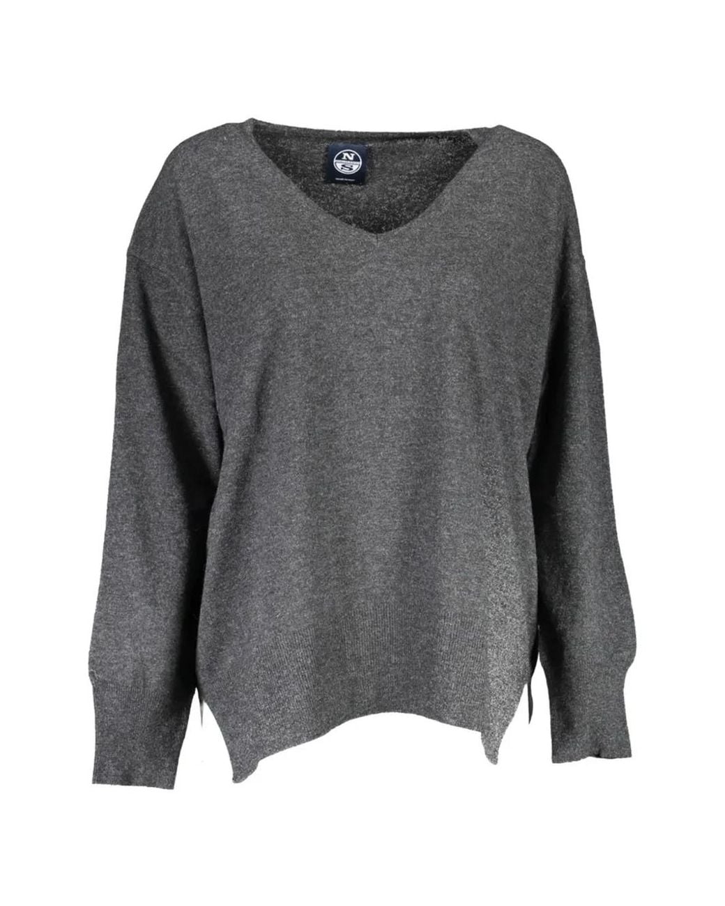 North Sails Gray V-Neck Side-Slit Sweater