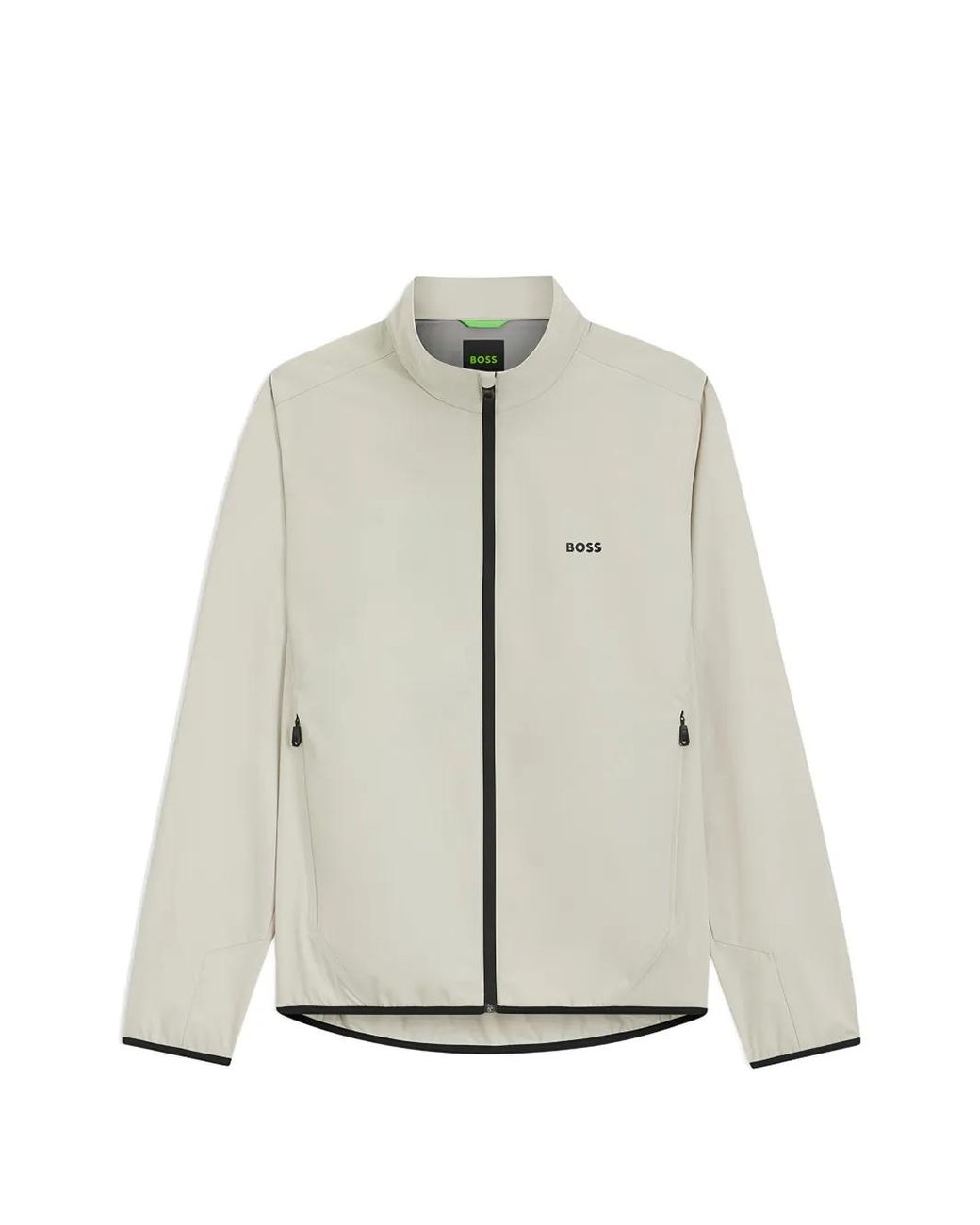 Boss White Logo-Print Zip-Up Jacket for men