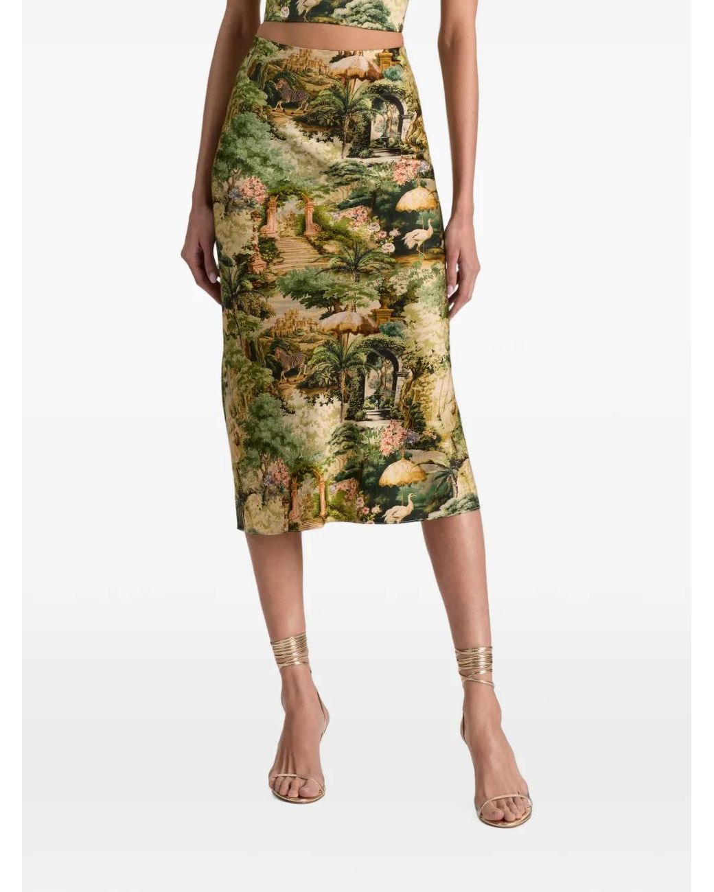 Alice + Olivia Green Maeve Midi Skirt