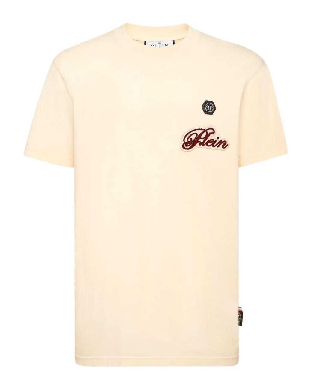 Philipp Plein Natural Logo-Patch Round-Neck T-Shirt for men