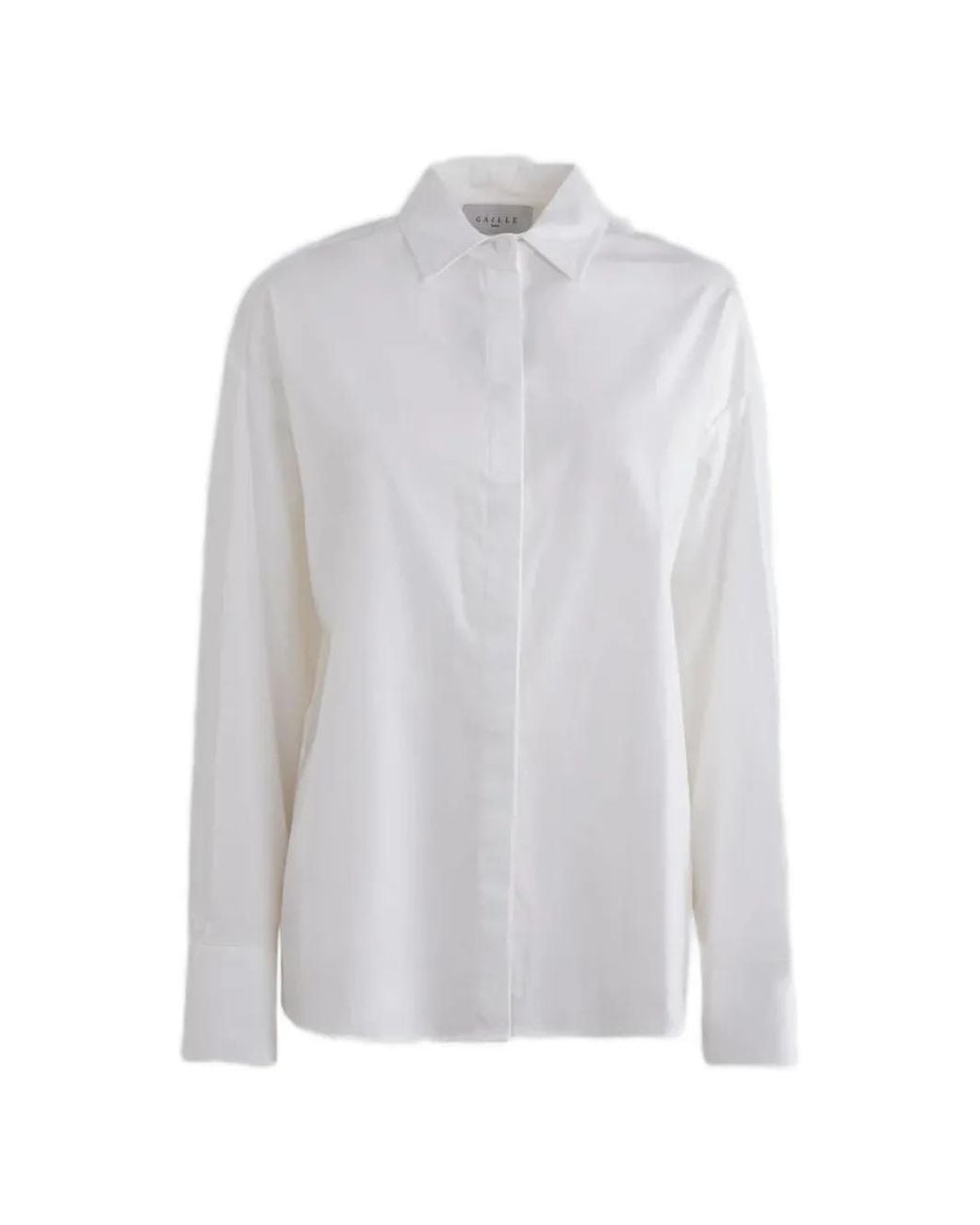 Gaelle Paris White Rhinestone-Logo Shirt