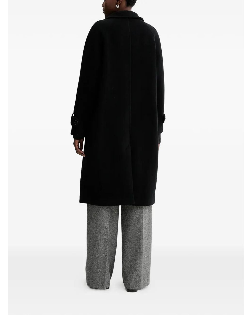 Sessun Black Wool Blend Double-Breasted Coat