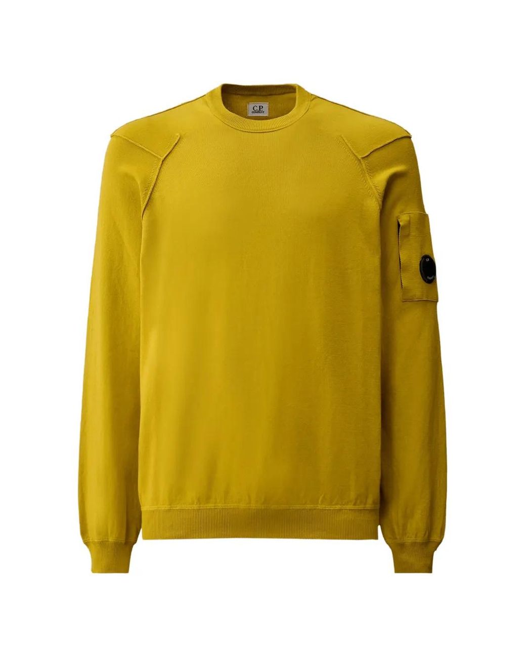 C P Company Yellow Cotton Sea Island Crewneck Lens-Knit for men