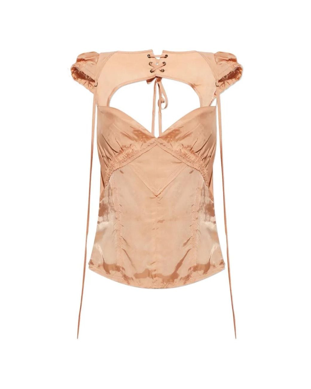 KNWLS White Beth Lace-Up Top