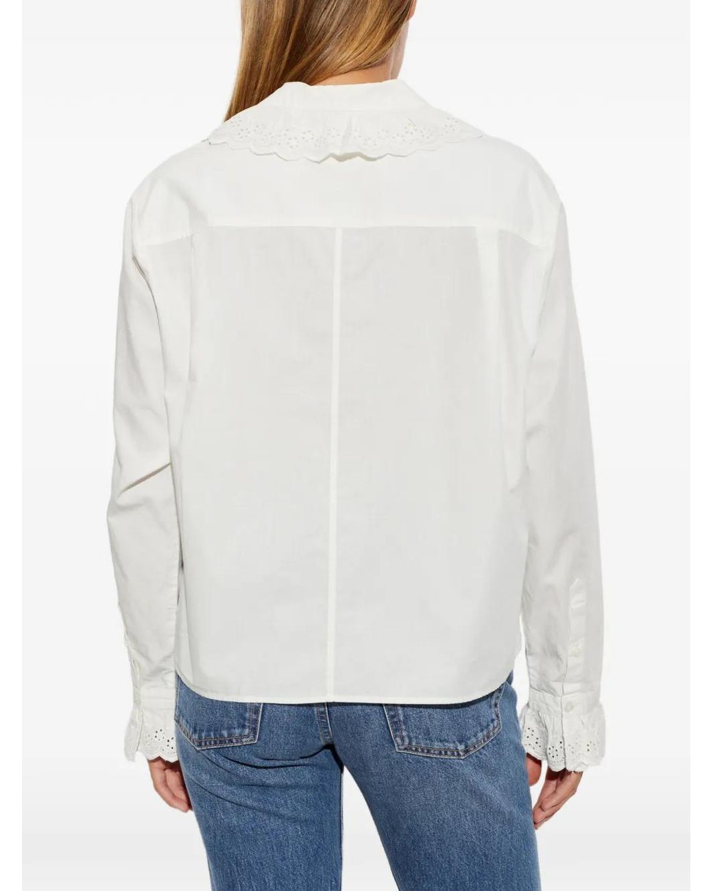 Isabel Marant White Nomia Ruffled-Trim Top