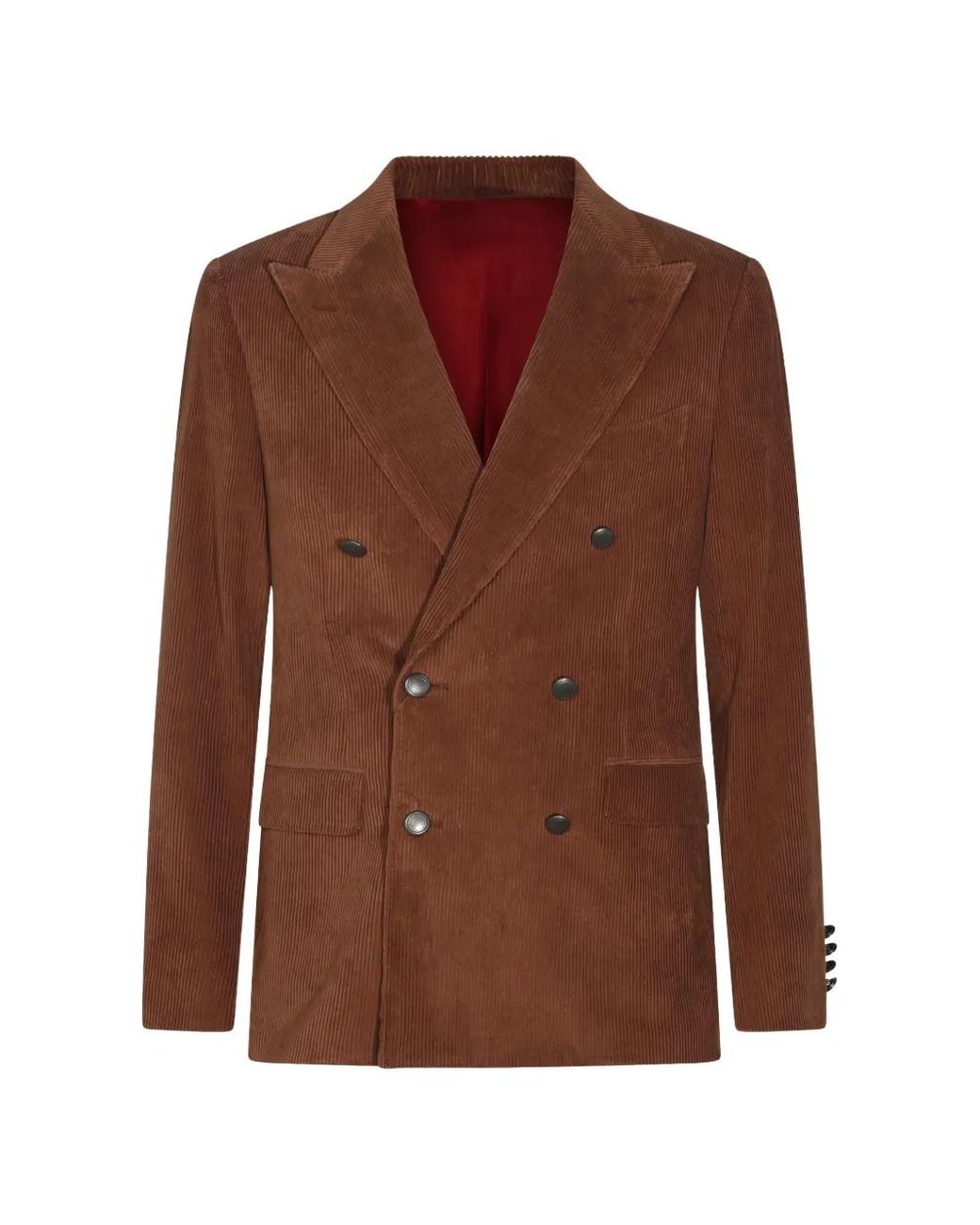Canali Brown Capri Double-Breasted Corduroy Blazer for men