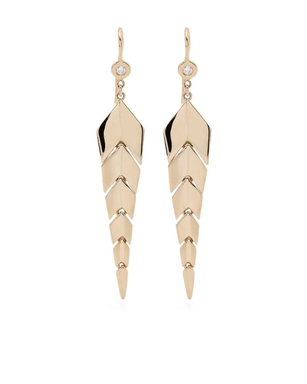Jacquie Aiche Metallic 14Ct Small Fishtail Diamond Earrings