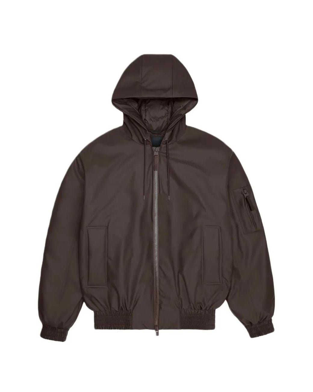 Rains Brown Hooded Bomber Jacket