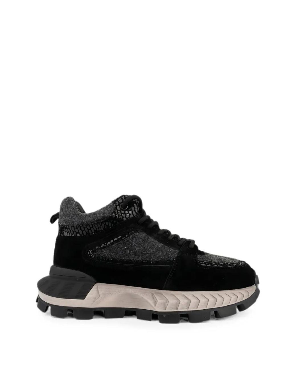 Linda Baumann Black Snakeskin-Effect Panelled Sneakers