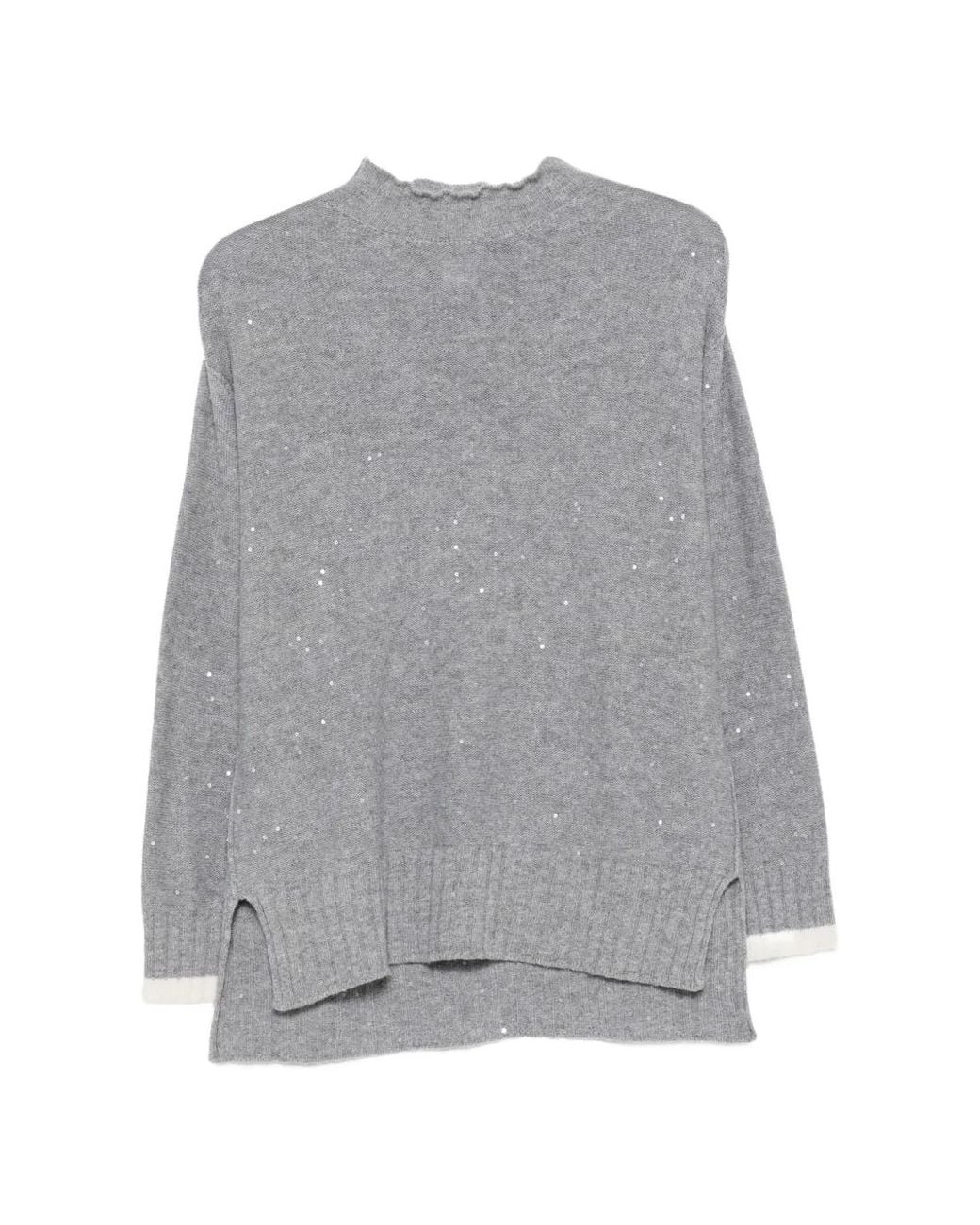 Lorena Antoniazzi Gray Pull Réversible À Sequins Et Fentes Latérales