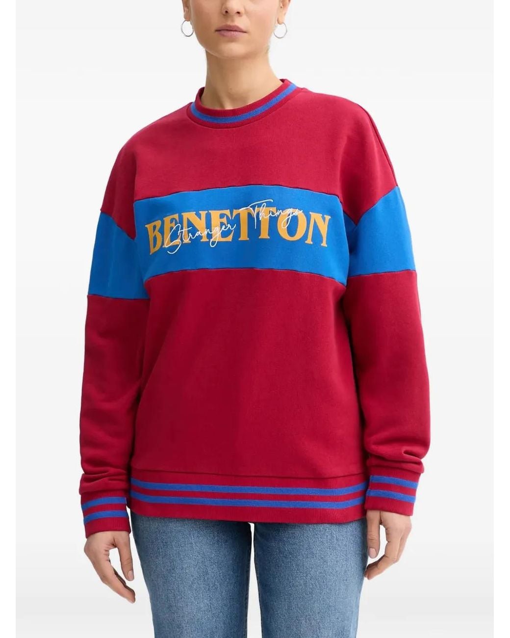 Benetton Red Stranger Things Colour-Block Sweatshirt