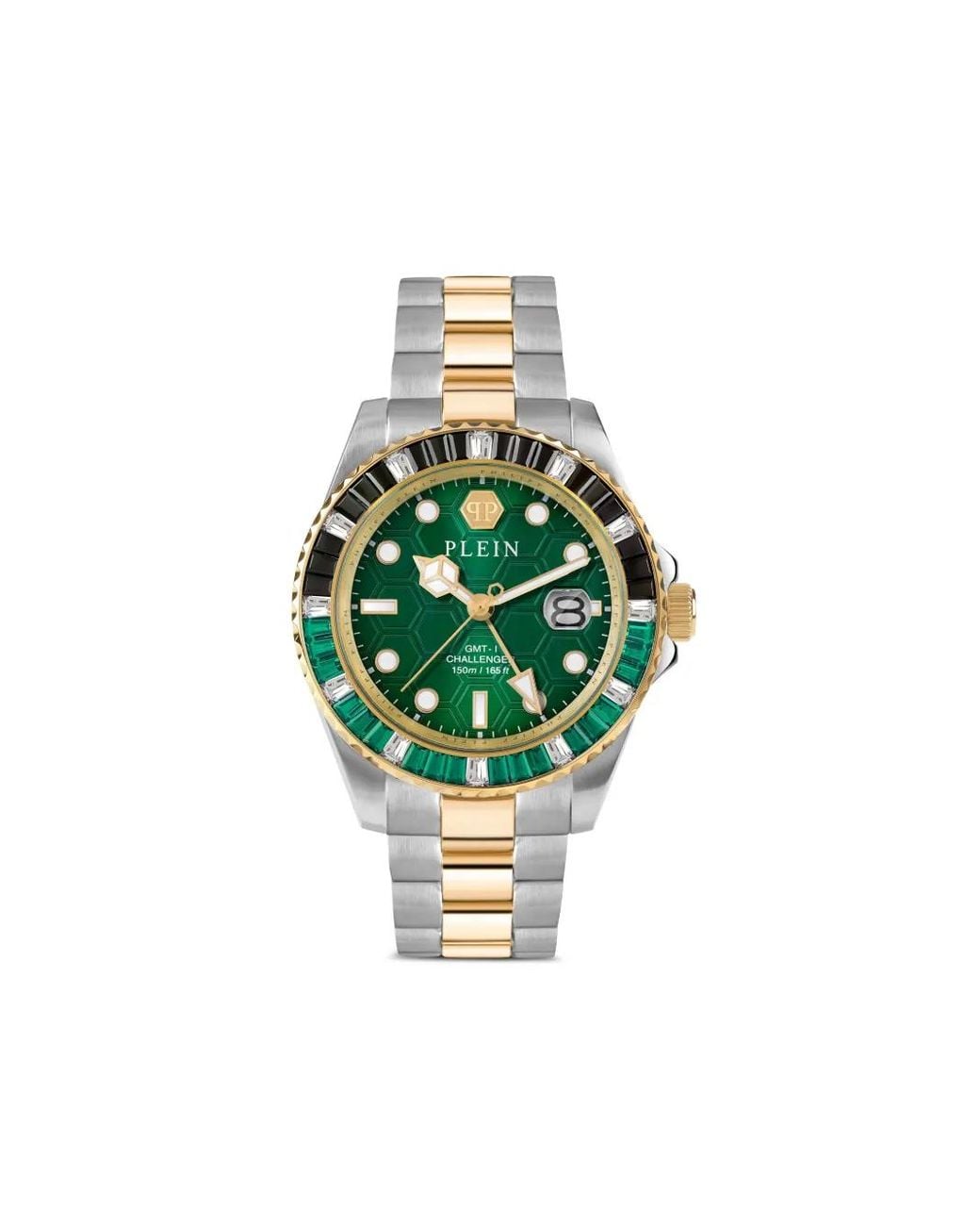 Philipp Plein Green Stainless Steel Watches Gmt-I Challenger Baguettes for men