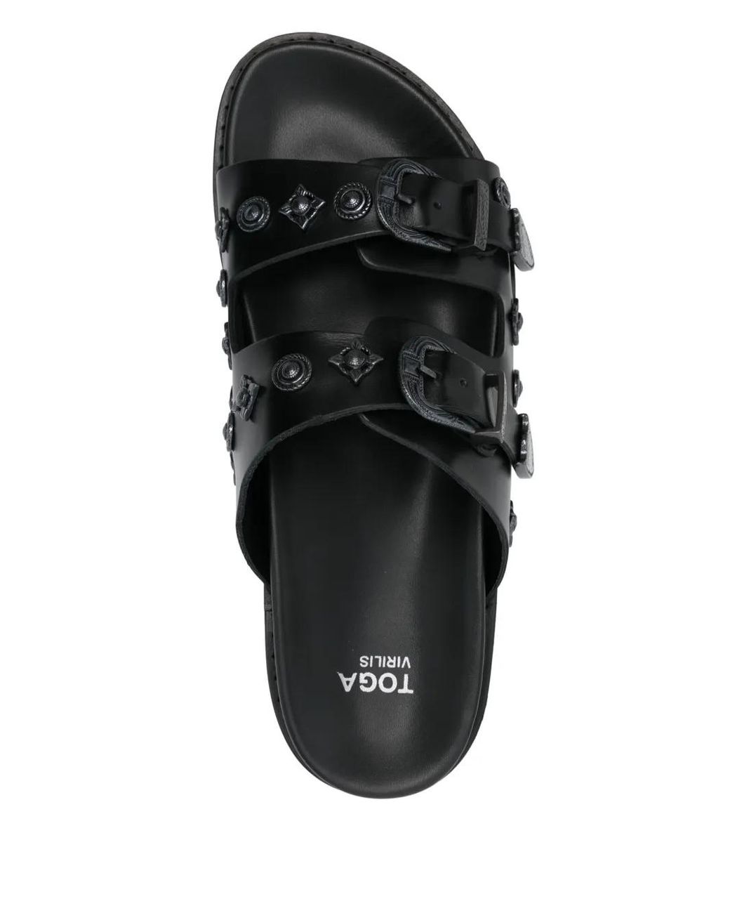 Toga Virilis Black Leather Slides for men