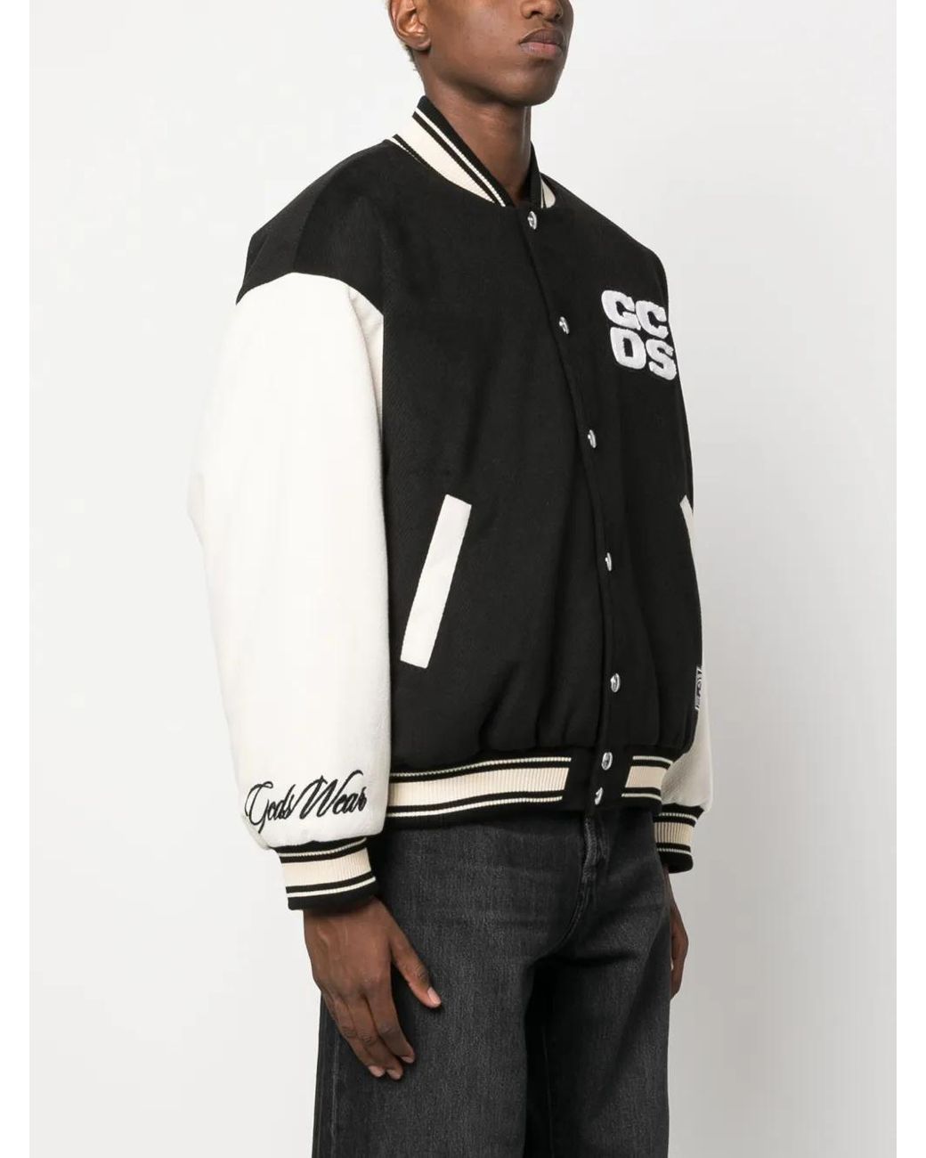 Gcds Black Two-Tone Logo-Patch Bomber Jacket for men