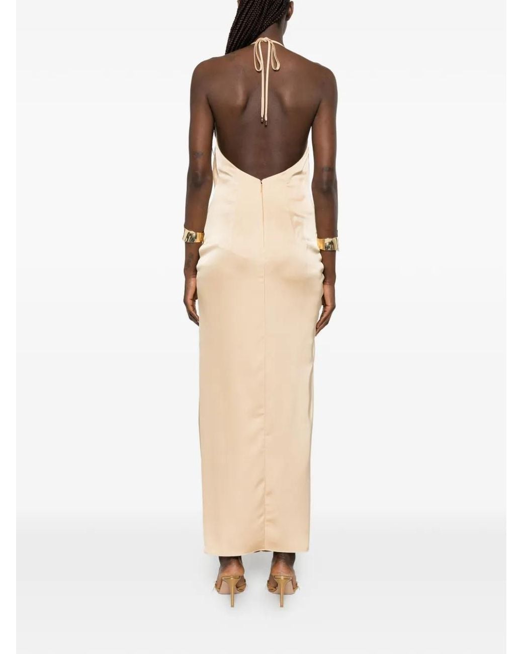 SIMONA CORSELLINI White Halter-Neck Maxi Dress
