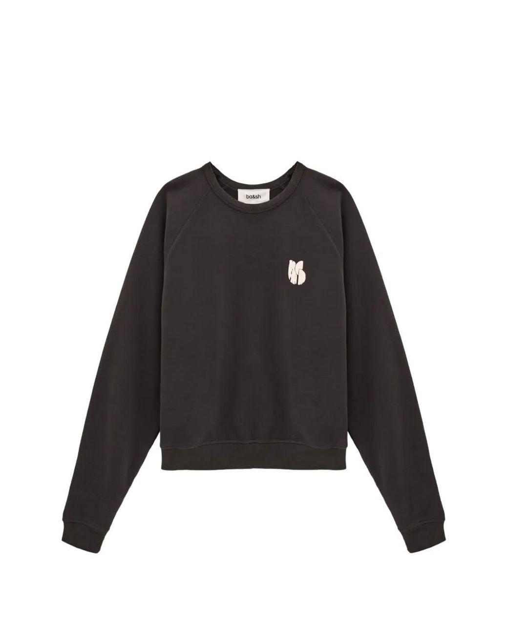 Ba&sh Black Logo-Print Raglan-Sleeve Sweatshirt