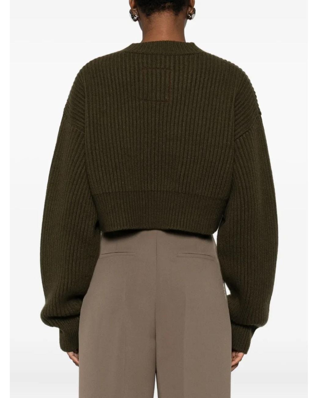 Uma Wang Geribbelde Cropped Trui in het Green