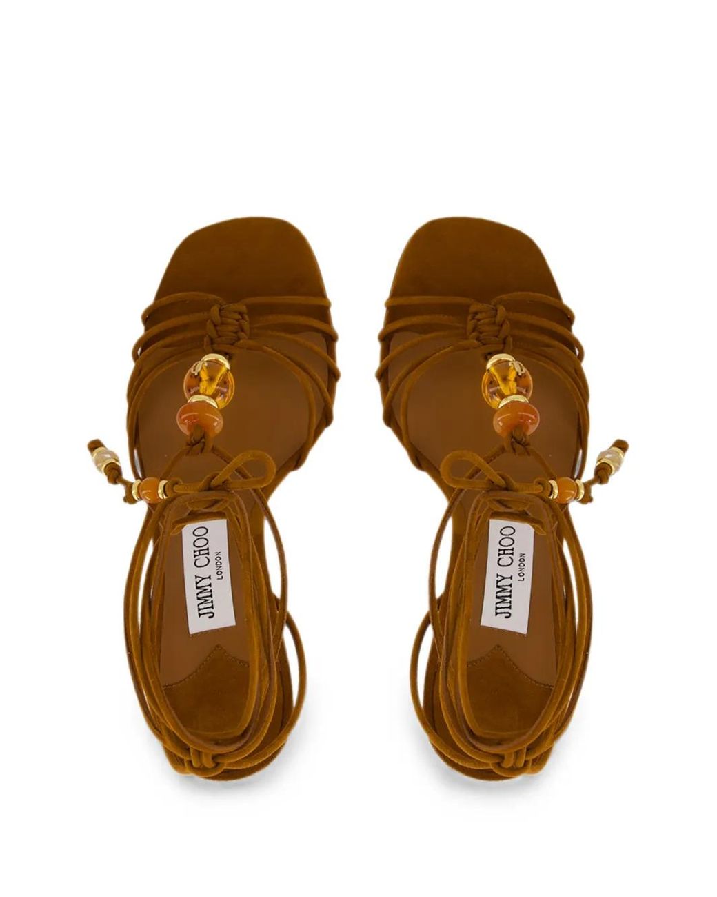 Jimmy Choo Brown Sandales Lova Compensées En Daim À Perles