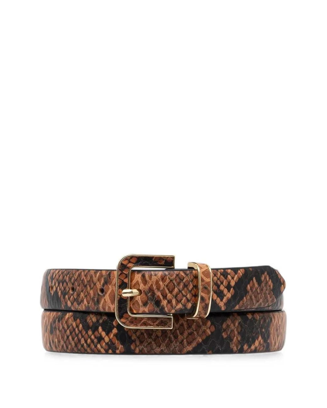 DKNY Brown Snakeskin-Effect Buckle Belt