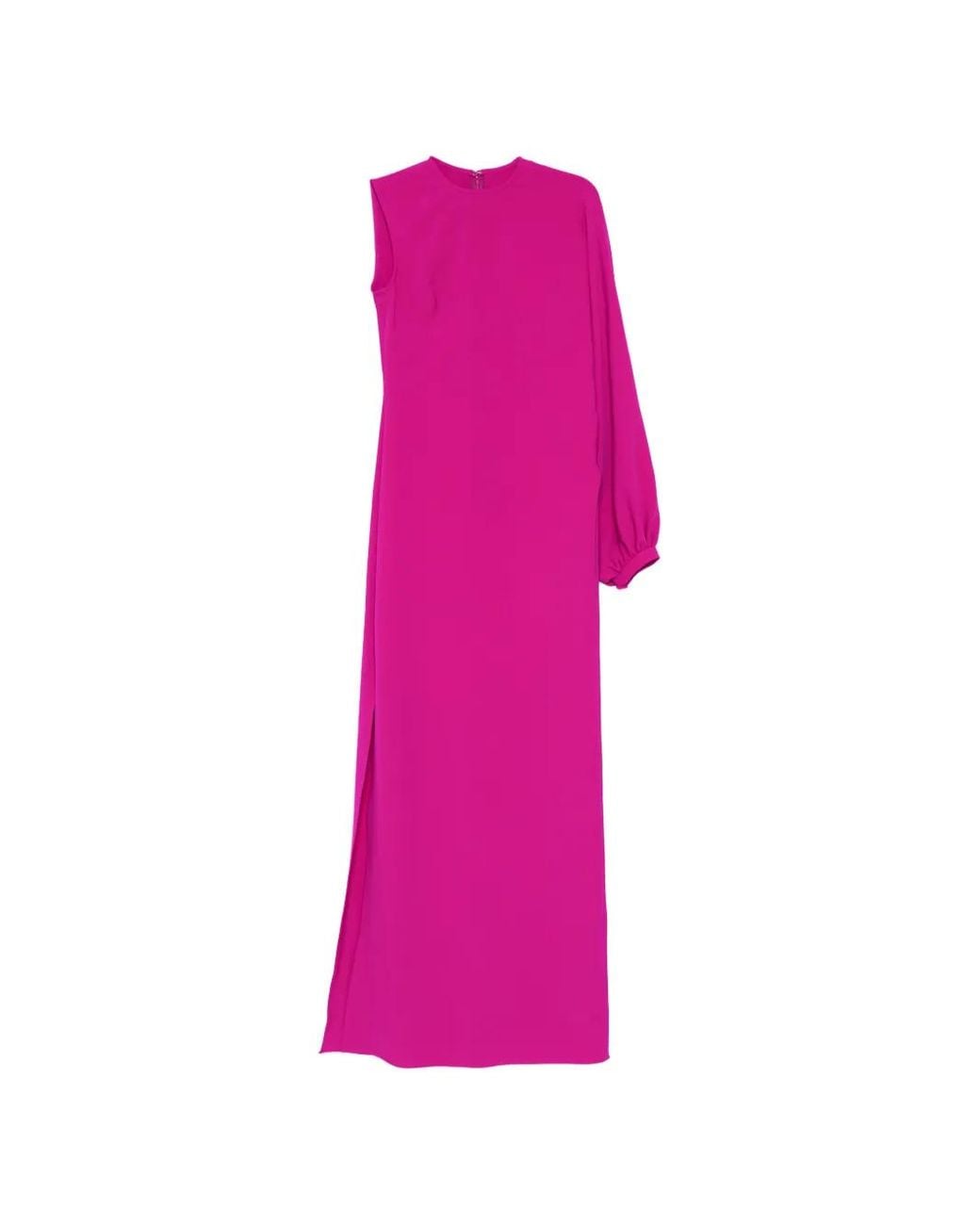 Amsale Pink One-Shoulder Maxi Dress