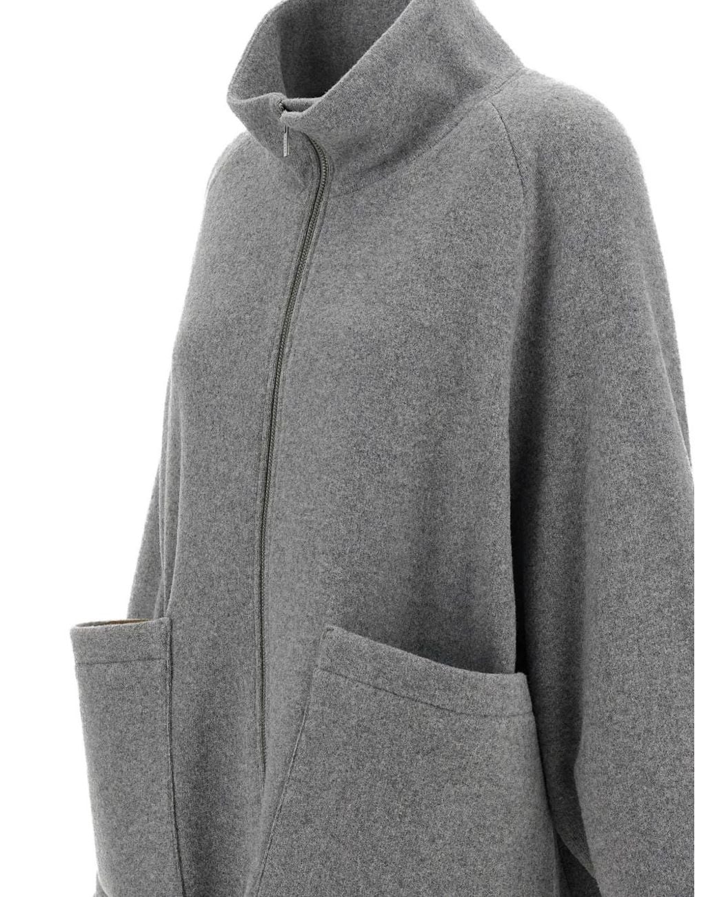 Barena Gray Zip-Up Patch-Pocket Cardigan