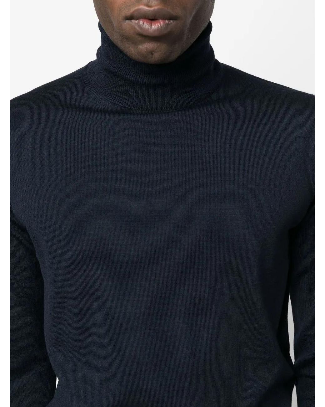 Roberto Collina Blue Wool Roll-Neck Jumper for men