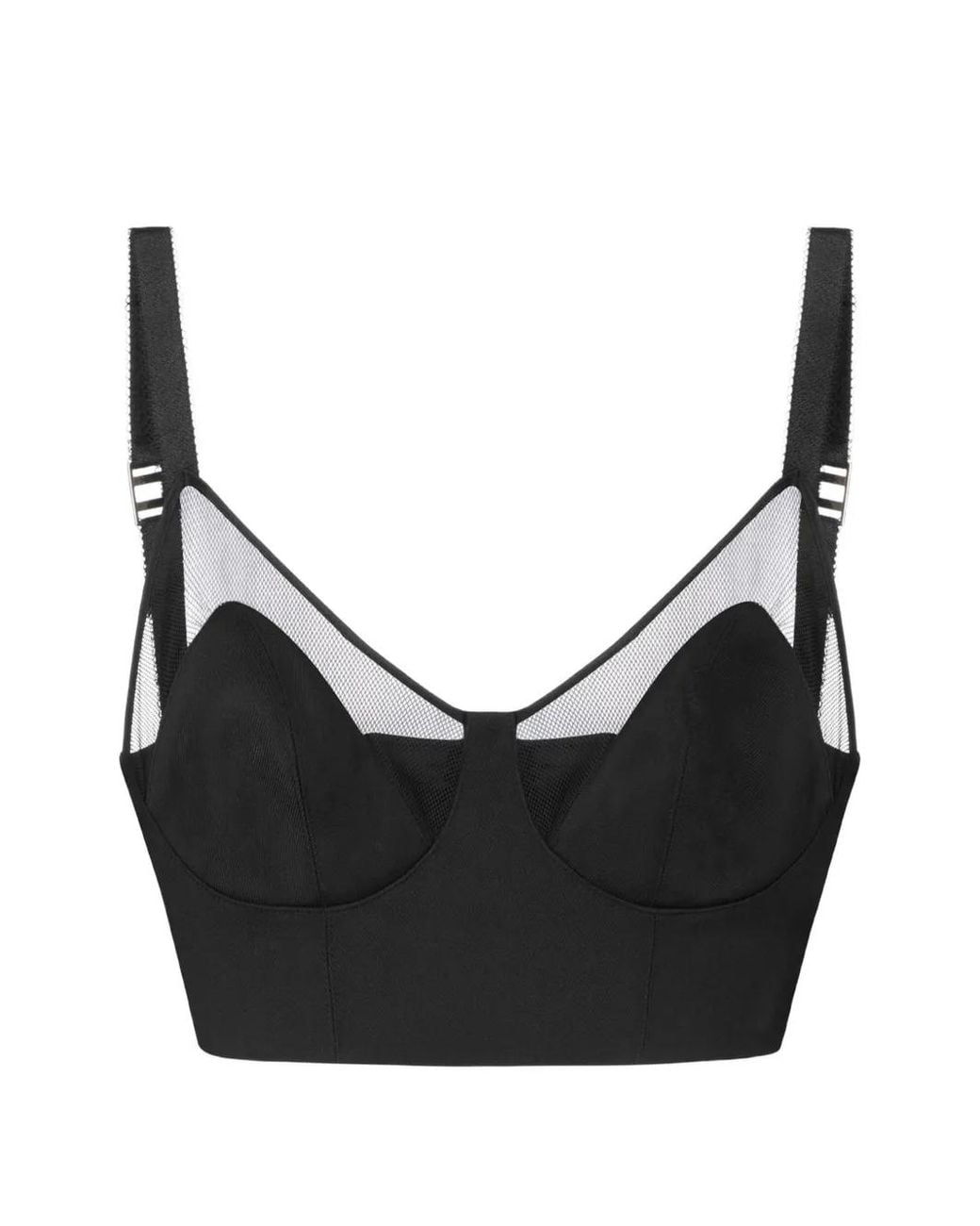 Elisabetta Franchi Black Cool Wool And Tulle Top