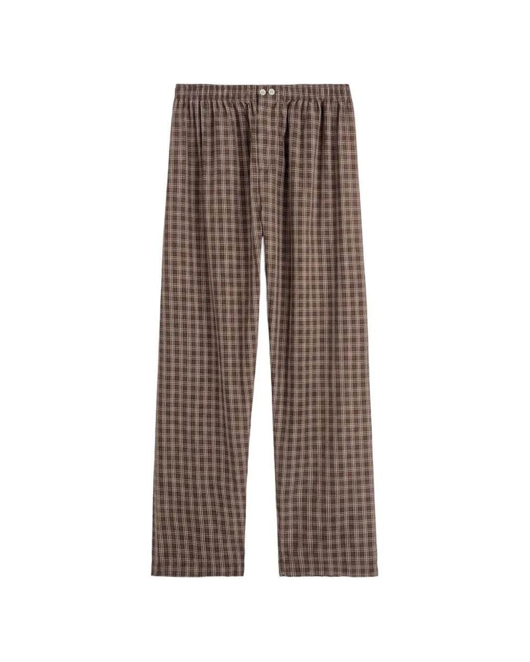 Tekla Brown Pyjama À Carreaux En Coton for men