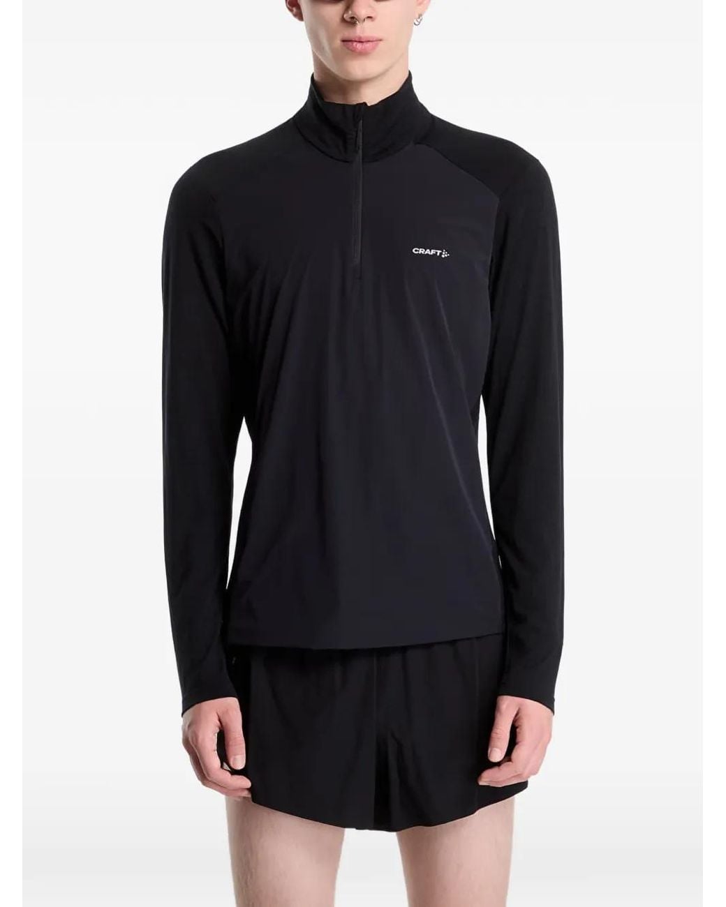 C.r.a.f.t Black T-Shirt Wind Hz À Manches Longues Et Col Zippé for men