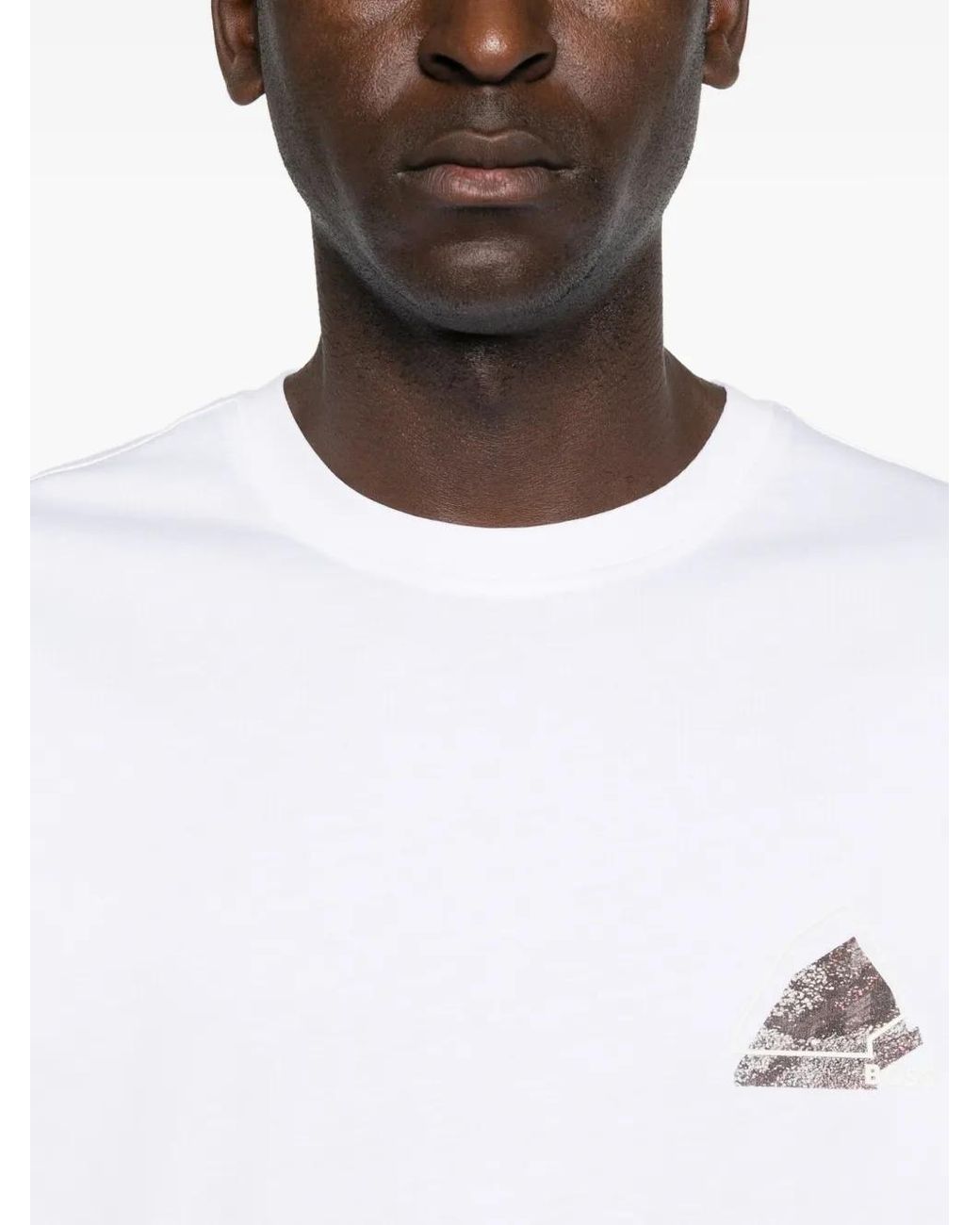 Boss White Graphic-Print Cotton T-Shirt for men