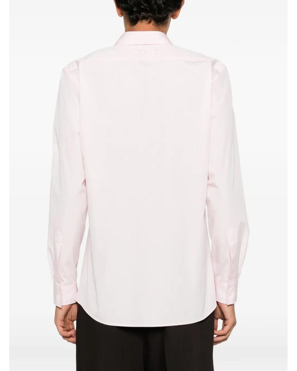 Moschino Pink Embroidered Silk-Nylon Shirt for men