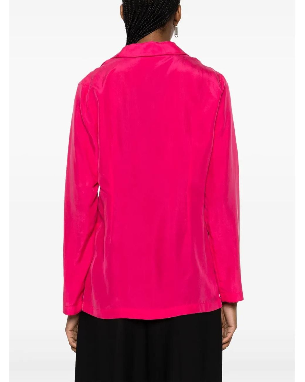 P.A.R.O.S.H. Pink Single-Breasted Silk-Blend Blazer