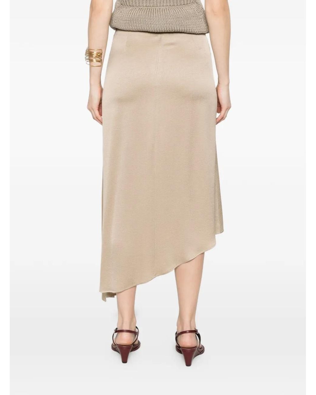 Peserico Natural Asymmetric-Hem Midi Skirt