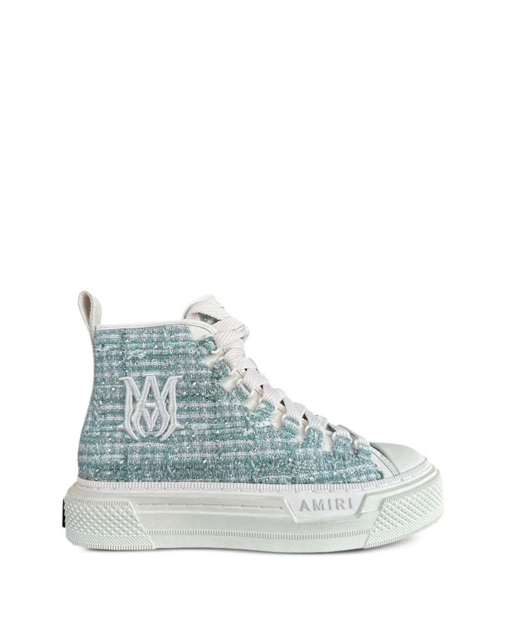 Amiri Blue Crystal-Embellished Boucle Court Sneakers for men