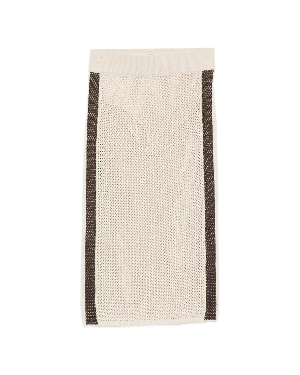 Pinko Natural Knitted Striped Skirt