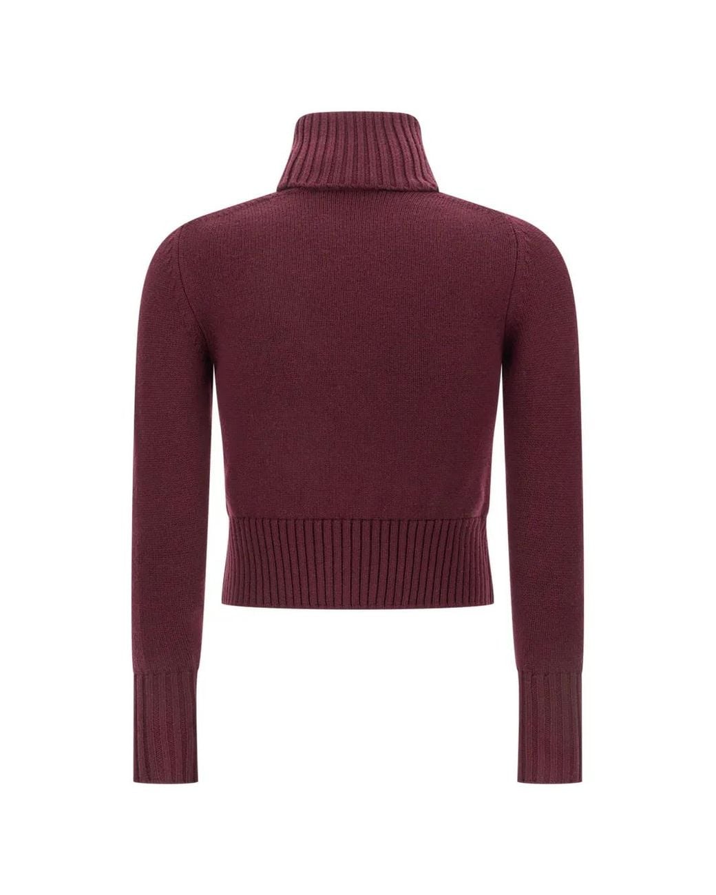 Alpha Studio Red Roll-Neck Cropped Sweater
