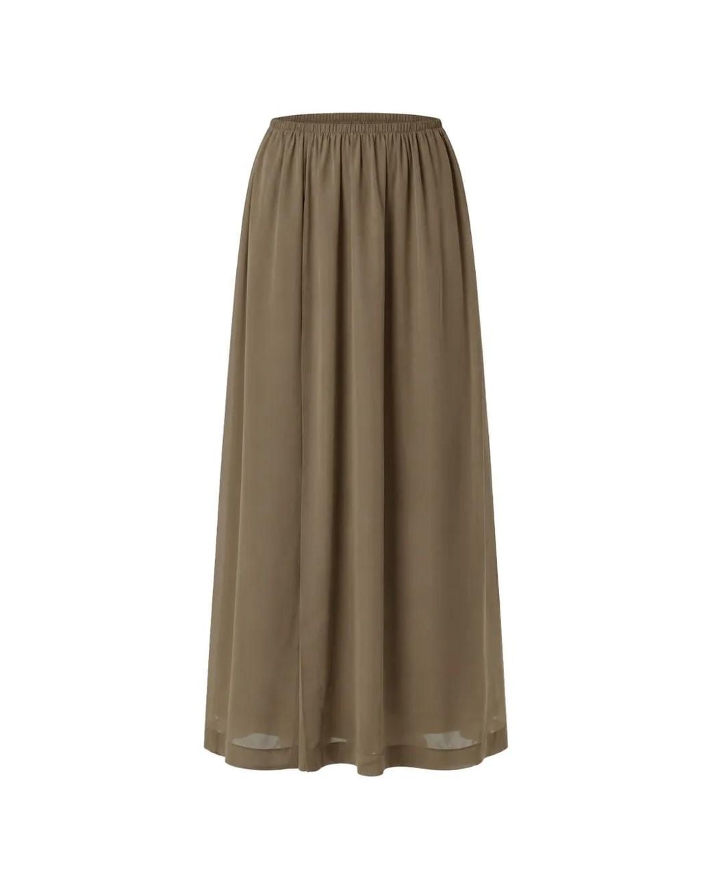 Frankie Shop Natural Elie Elasticated Gathered Maxi Skirt