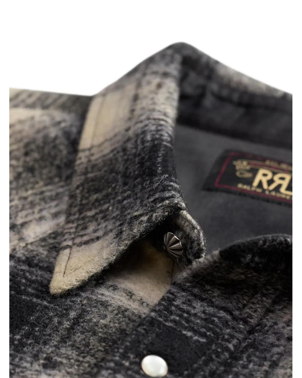 RRL Gray Snap-Button Checked Shirt for men