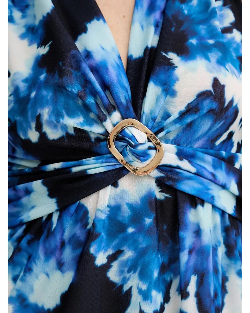 Morgan Blue Tie-Dye Ring-Detail Dress