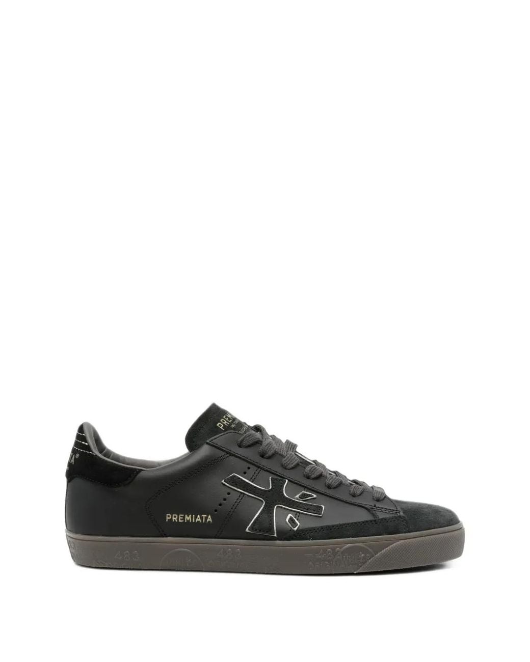Premiata Black Steven 8484 Logo-Patch Sneakers for men