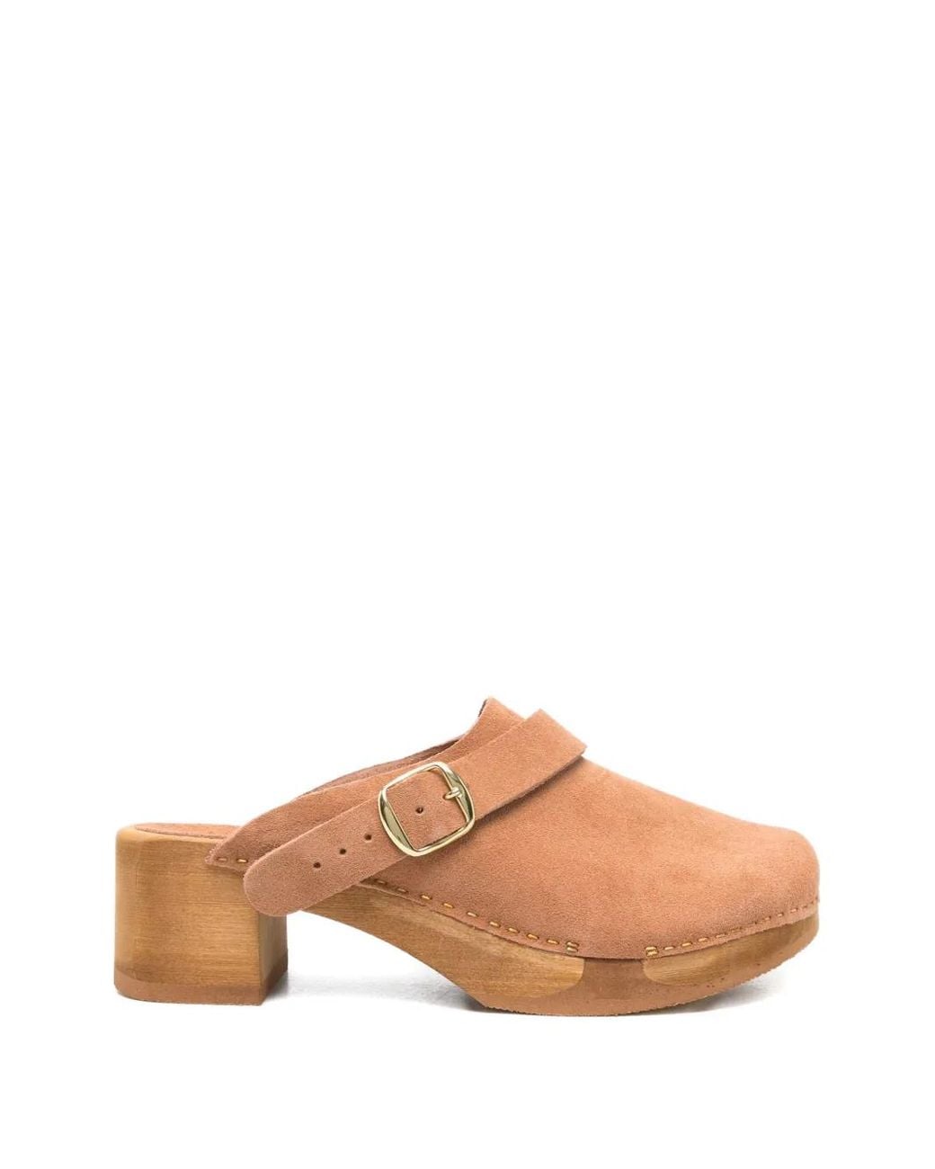 Bosabo Pink Annaé Buckle Suede Clogs