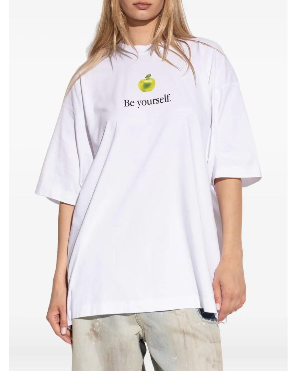 Vetements White Apple-Print T-Shirt