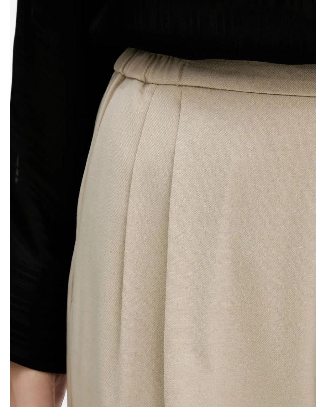 Sisley Natural Pleated Cropped Trousers