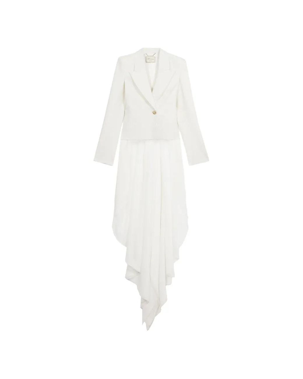 Blumarine White Single-Breasted Asymmetric-Hem Blazer