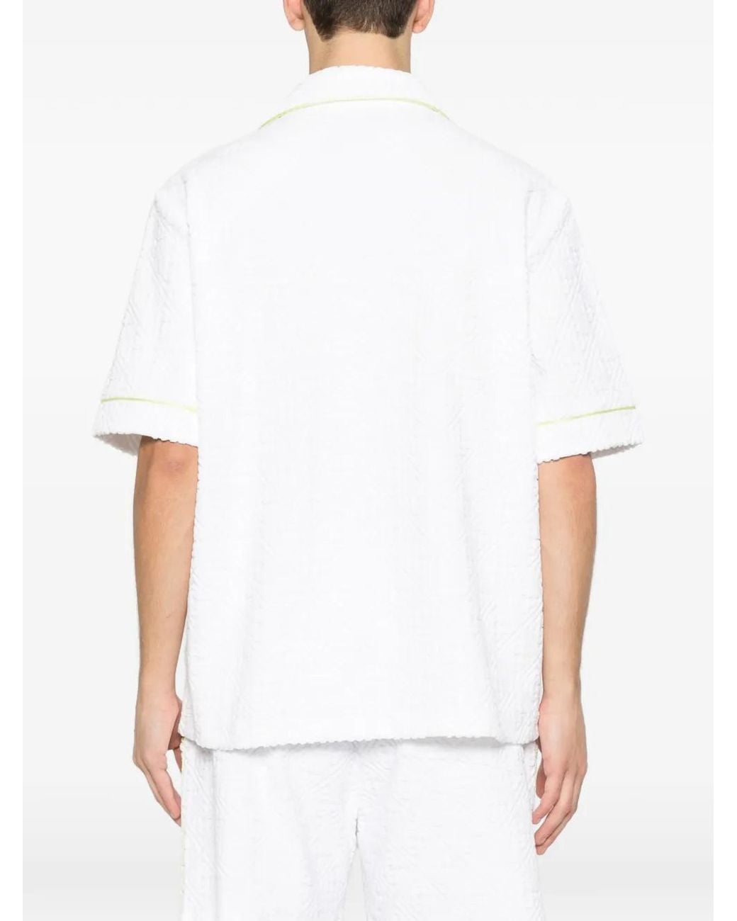 Casablanca White Monogrammed Button-Up Shirt With Chest Pocket for men