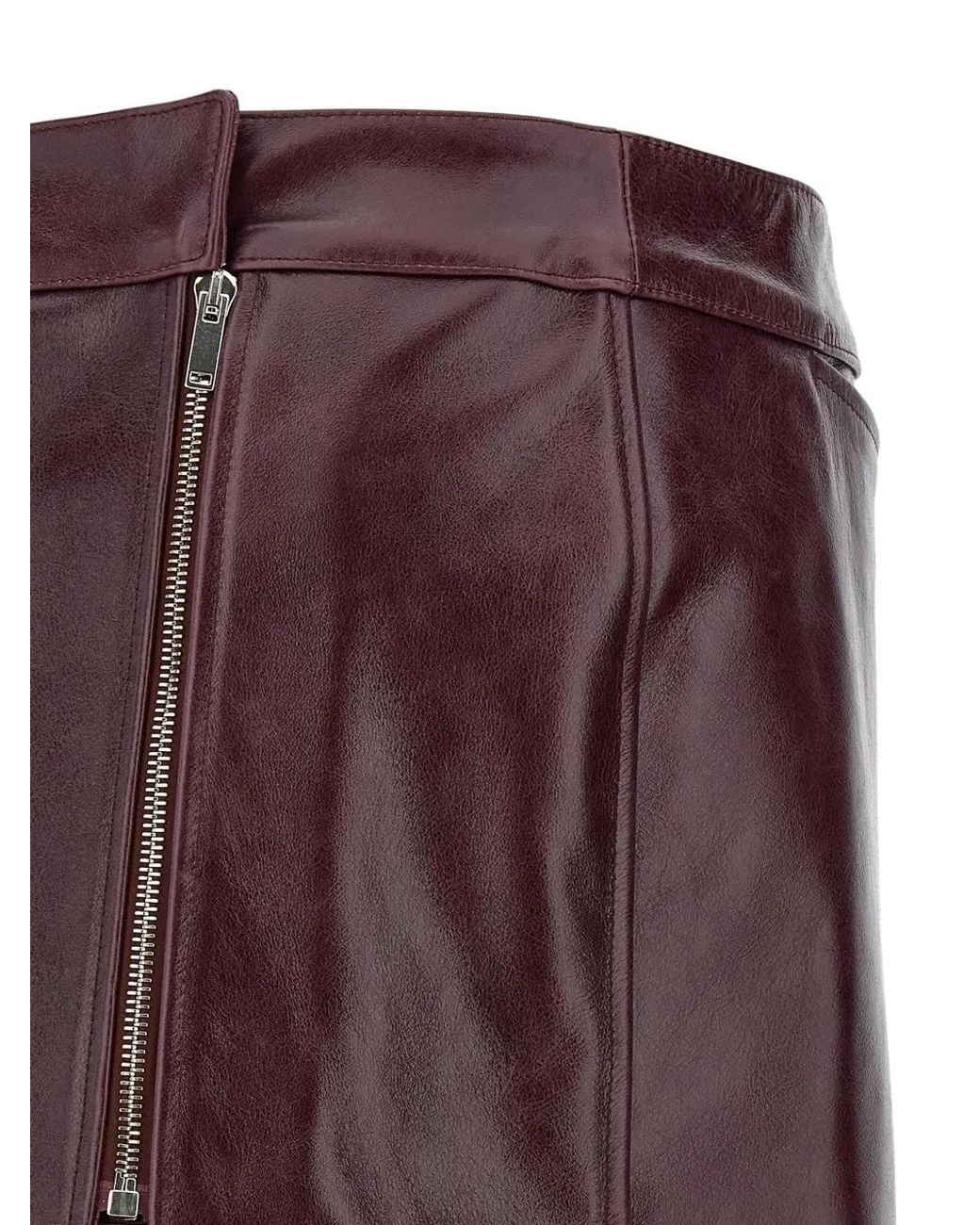 ARMARIUM Purple Ember Asymmetric Leather Midi Skirt